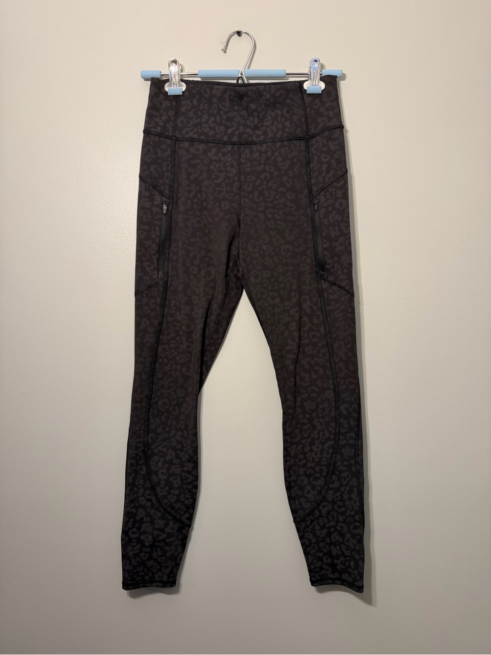 Athleta Charcoal Black Leopard-Print High-Rise Leggings